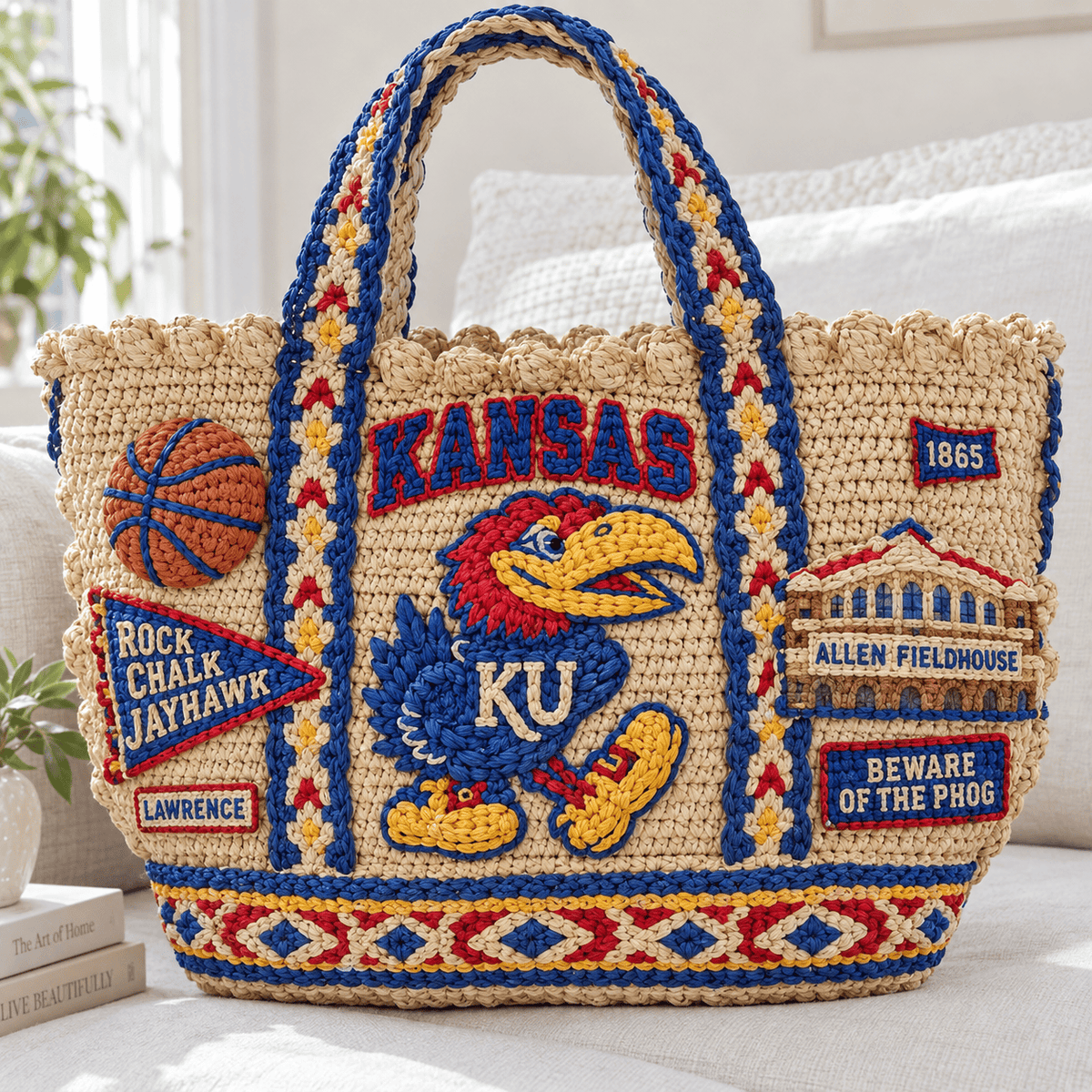 KHSB Straw-Style Embellished Tote Bag HTTT