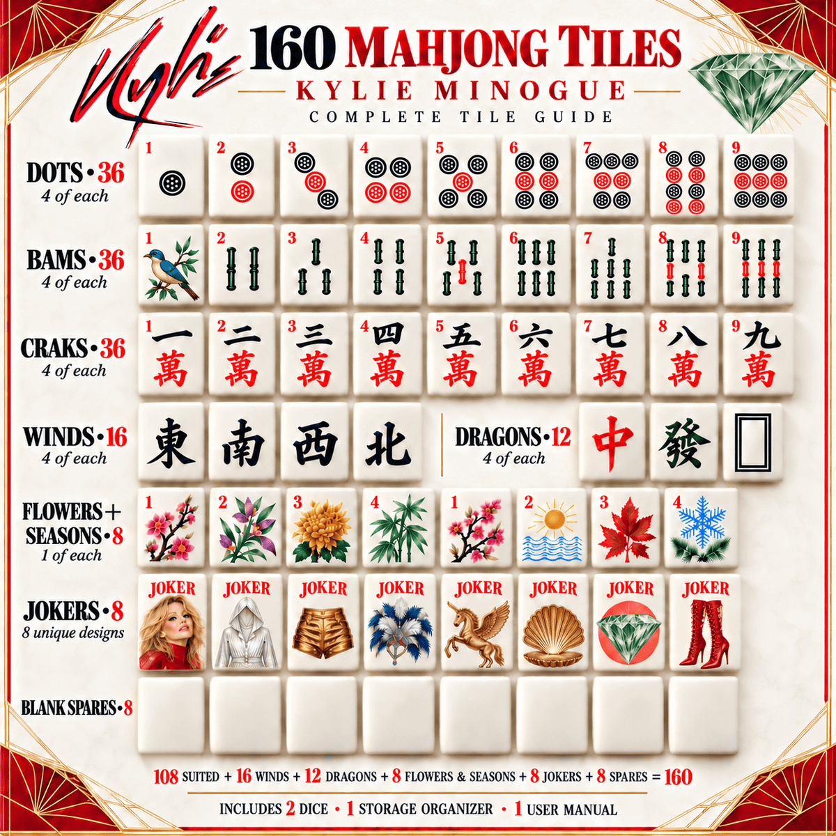 Premium KLMG Mahjong Tiles Set TTMH